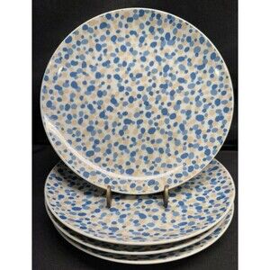 Set 4 Vintage Donghia For Tuscany Confetti Blue & Beige Bread Plates 7.5” Japan
